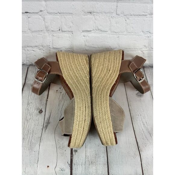 SAM EDELMAN Dimitree espadrille gray brown suede leather wedge sandals 9.5M - Picture 6 of 14